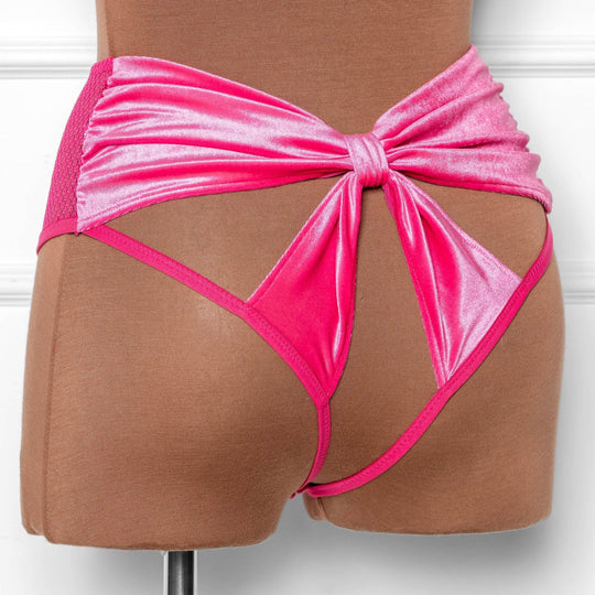 High Waist Velvet Open Back Panty - Pretty in Pink - Mentionables