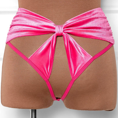 High Waist Velvet Open Back Panty - Pretty in Pink - Mentionables