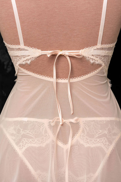 Lace & Mesh Button Babydoll - Champagne - Mentionables