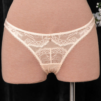 Lace & Mesh Button Panty - Champagne - Mentionables