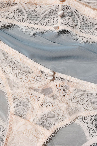 Lace & Mesh Button Panty - Champagne - Mentionables