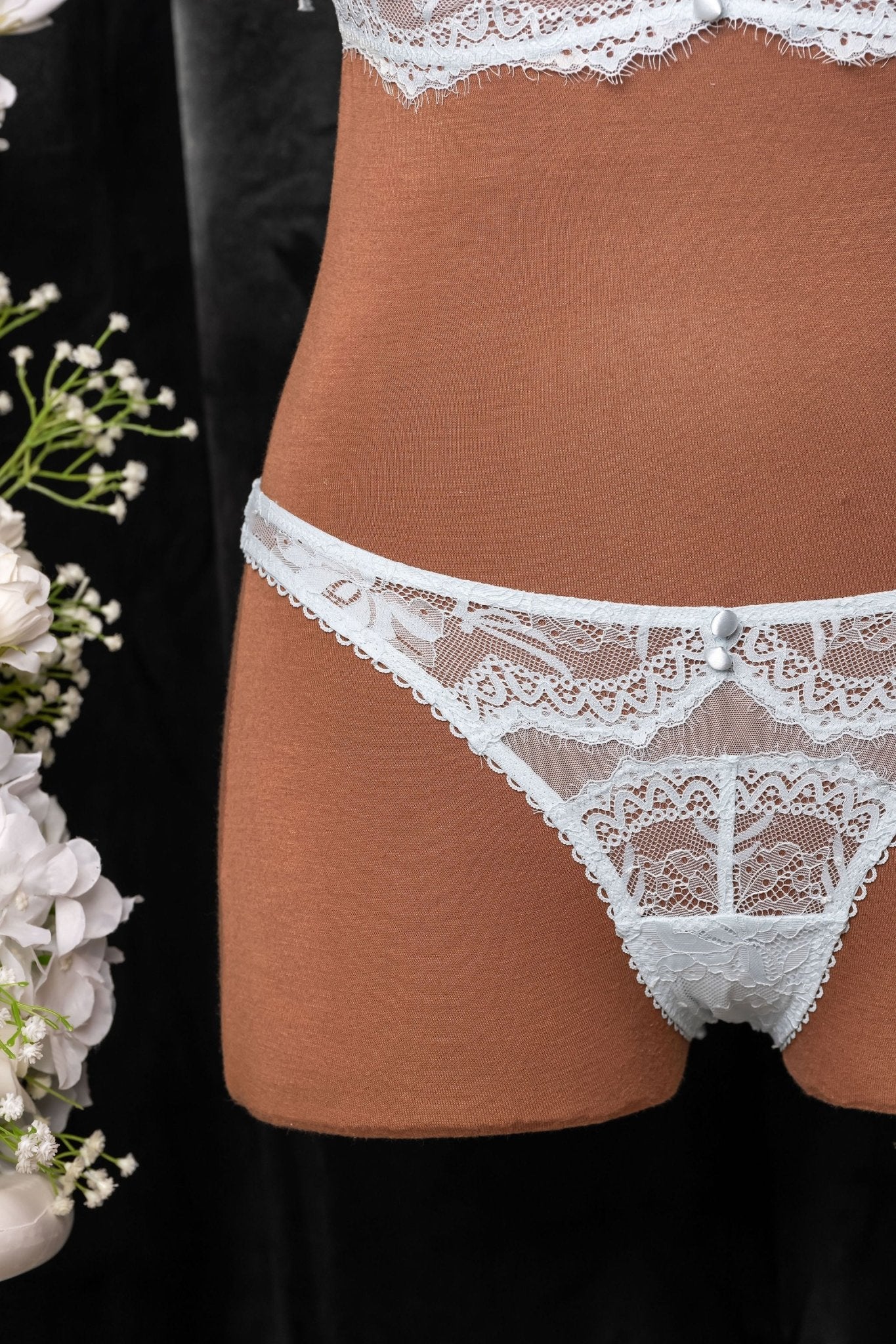 Lace & Mesh Button Panty - Something Blue - Mentionables