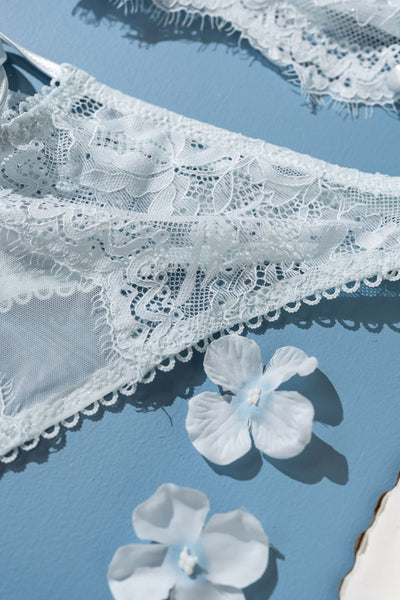 Lace & Mesh Button Panty - Something Blue - Mentionables