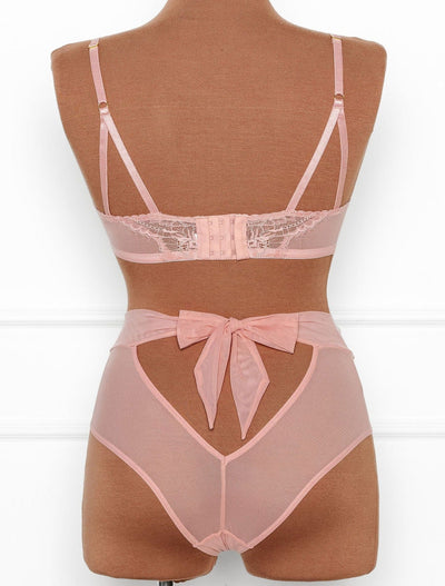 Lace & Mesh High Waist Panty - Blush - Mentionables