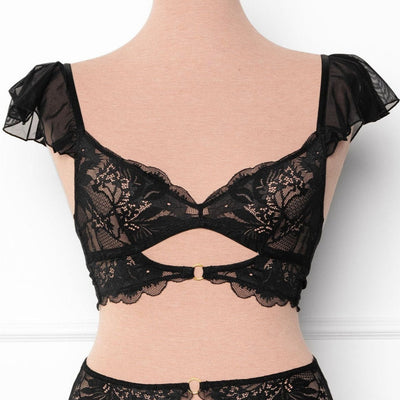 Lace & Mesh Keyhole Bralette - Black - Mentionables