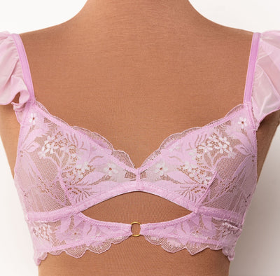 Lace & Mesh Keyhole Bralette - Lilac - Mentionables