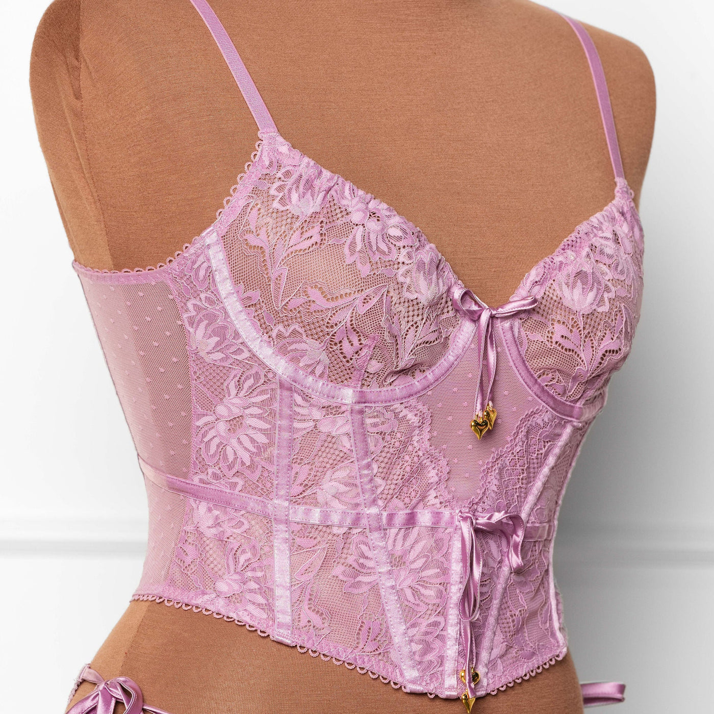 Lace - Up Underwire Corset - Lilac - Mentionables