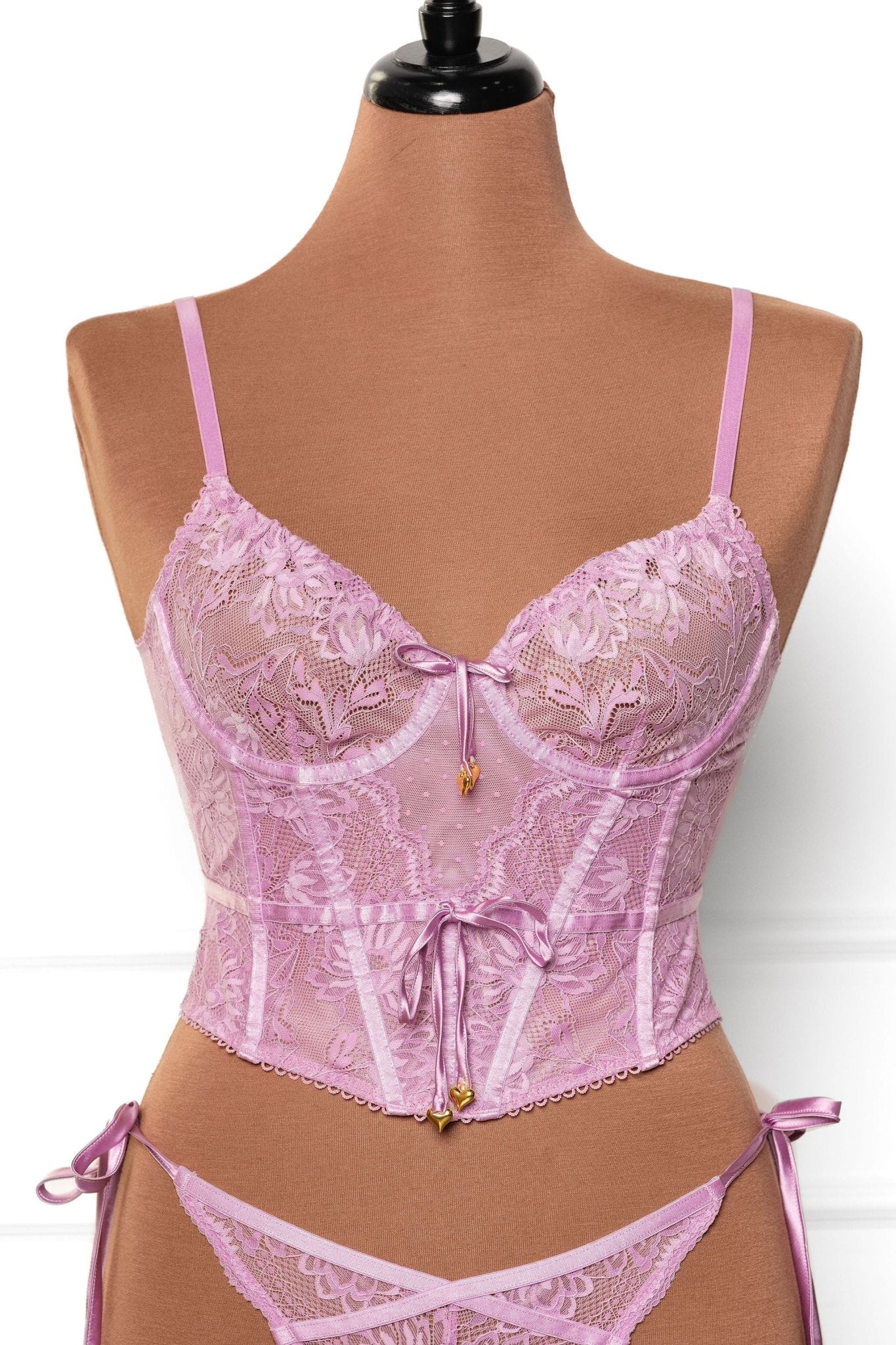 Lace - Up Underwire Corset - Lilac - Mentionables