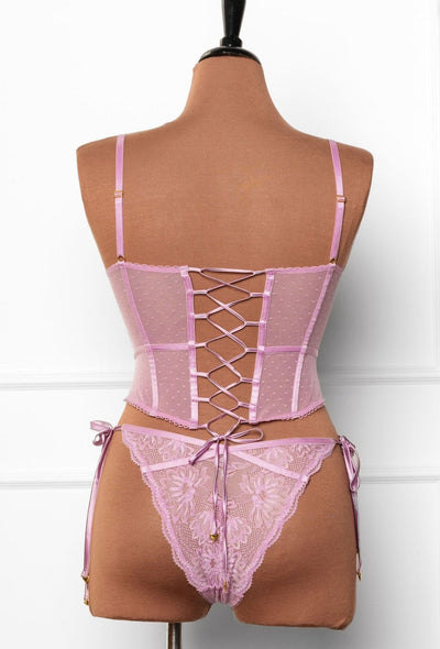 Lace - Up Underwire Corset - Lilac - Mentionables