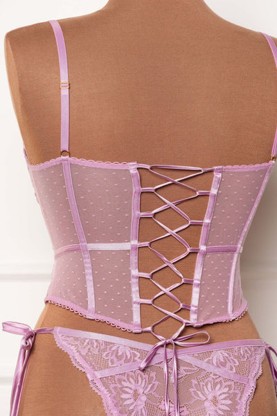 Lace - Up Underwire Corset - Lilac - Mentionables