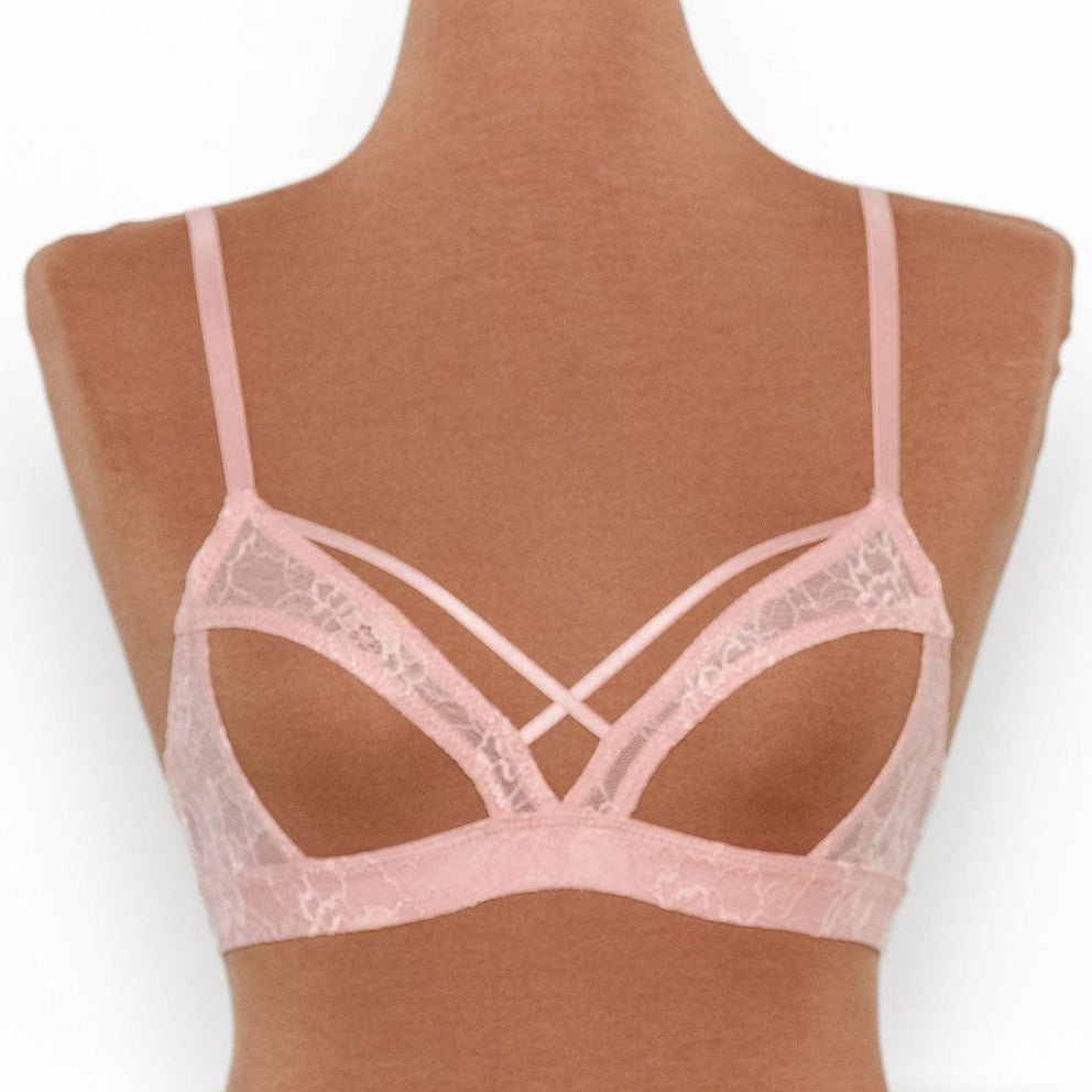 Lacy Caged Cupless Bralette - Blush - Mentionables