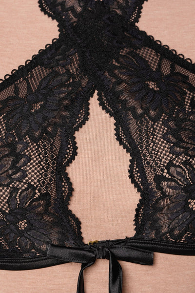 Lacy Crossover Bralette - Black - Mentionables