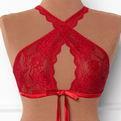 Lacy Crossover Bralette - Red - Mentionables