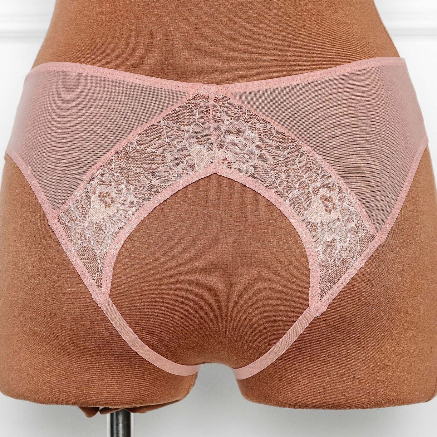 Lacy Crotchless Panty - Blush - Mentionables