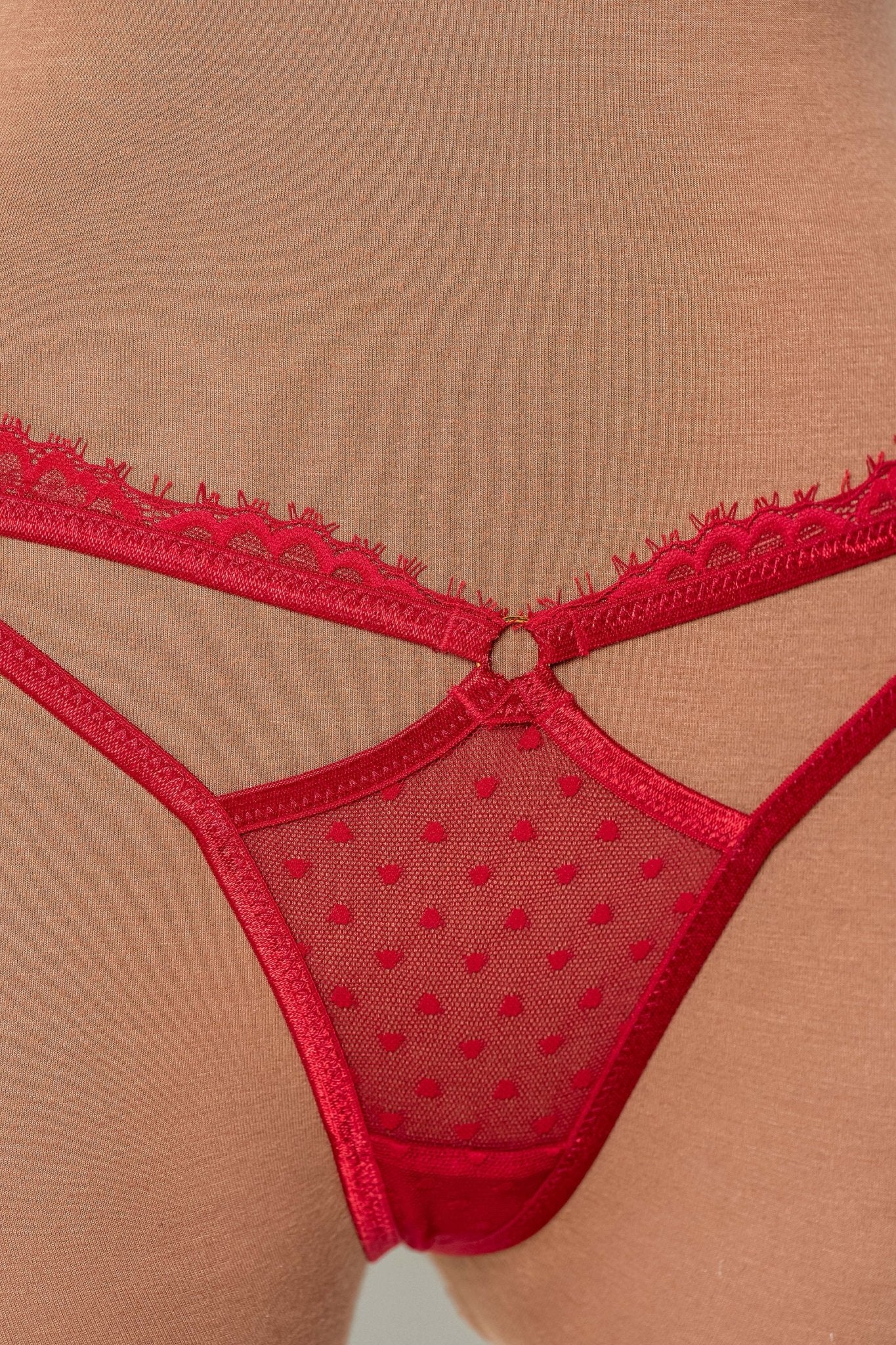 Lacy Cutout Thong - Red - Mentionables