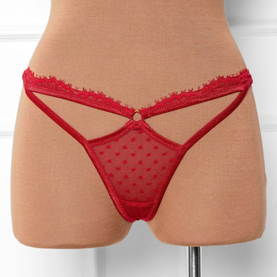 Lacy Cutout Thong - Red - Mentionables