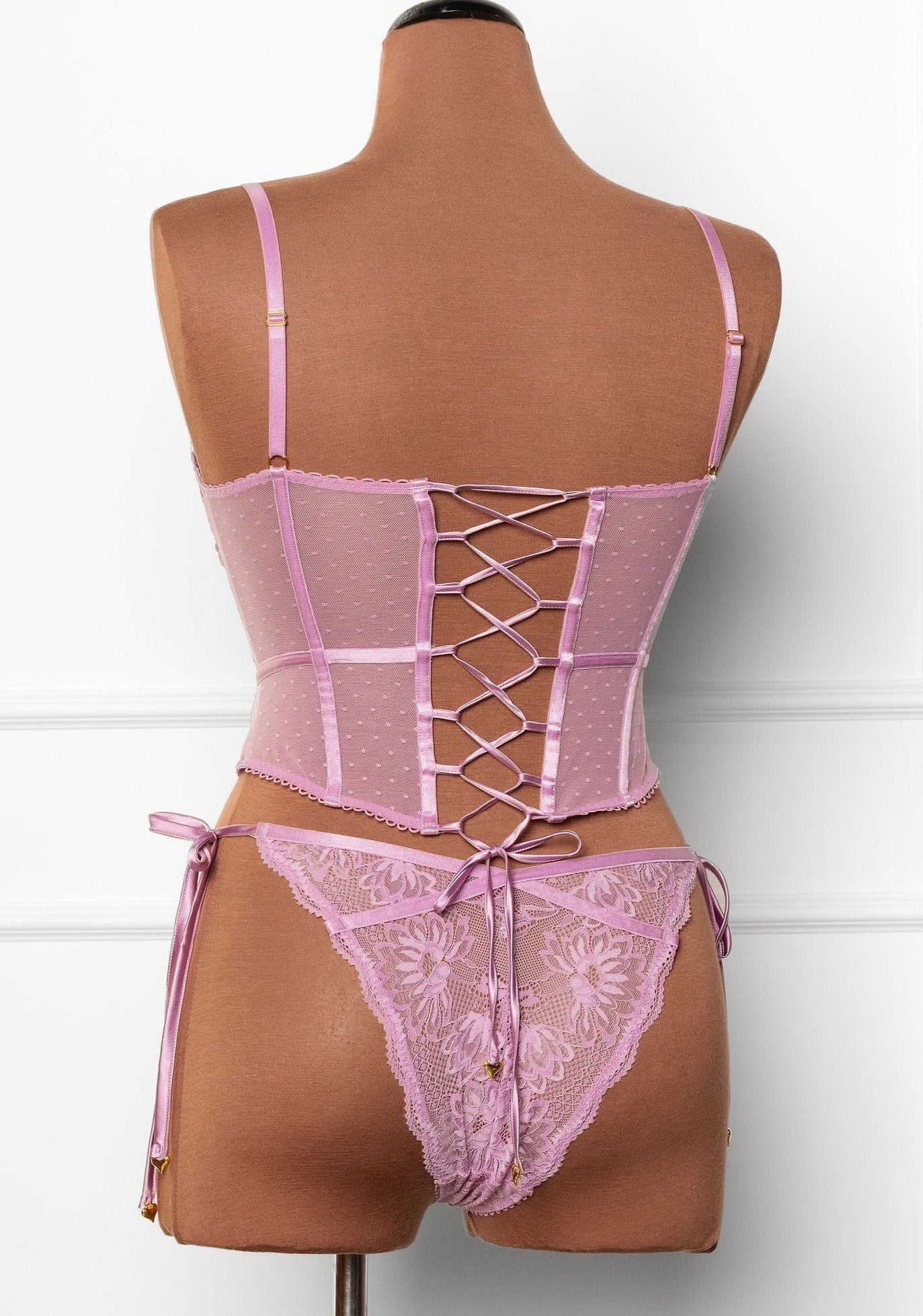 Lacy Heart Charm Side Tie Panty - Lilac - Mentionables