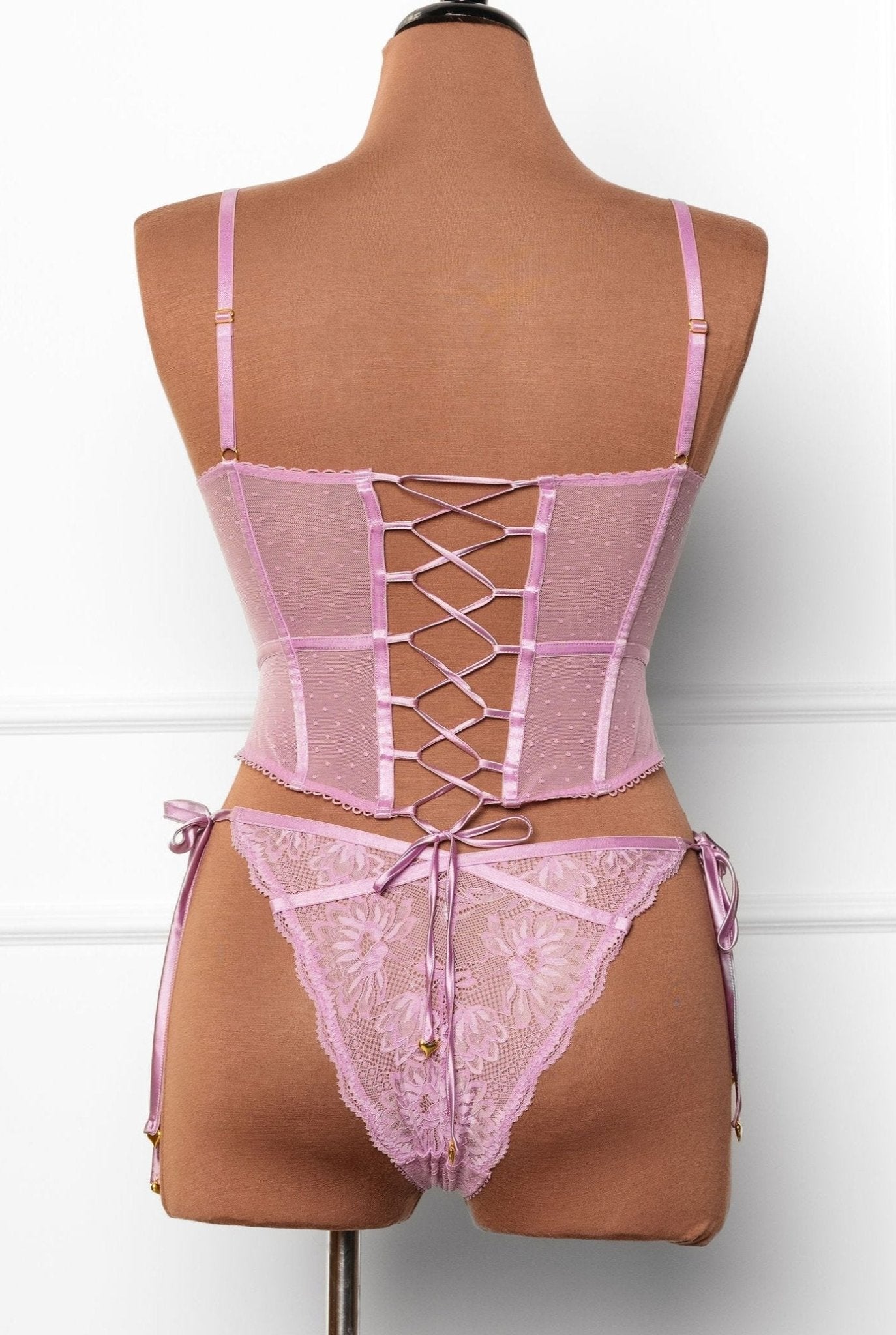 Lacy Heart Charm Side Tie Panty - Lilac - Mentionables