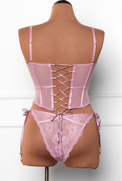 Lacy Heart Charm Side Tie Panty - Lilac - Mentionables