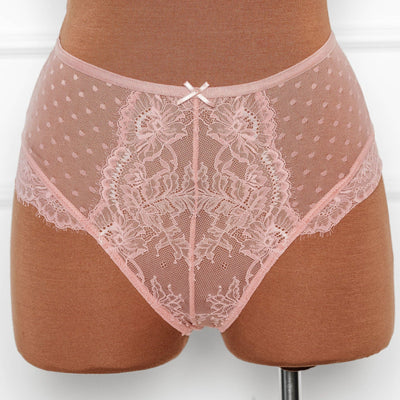 Lacy High Waist Crotchless Panty - Blush - Mentionables