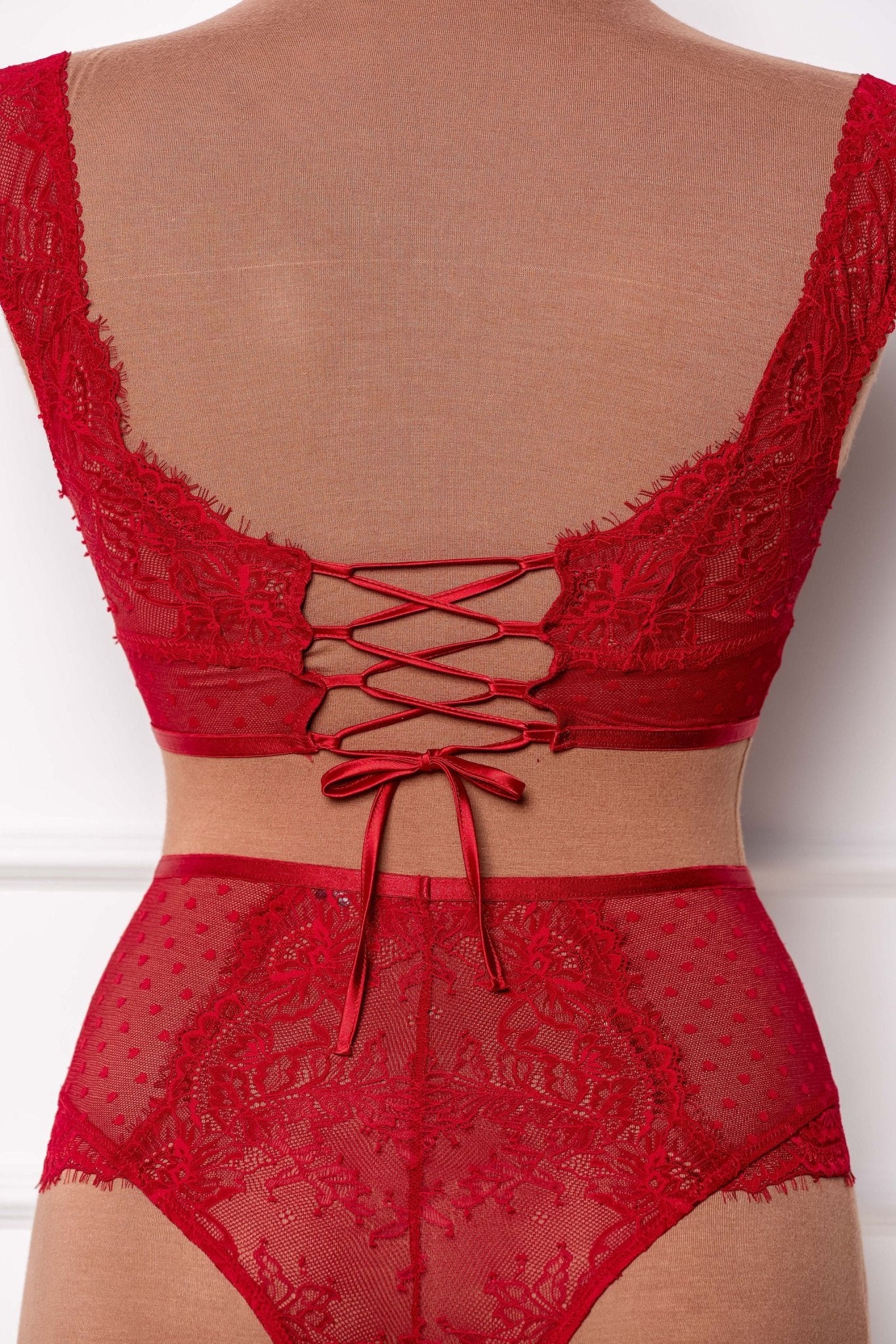 Lacy Off - The - Shoulder Bralette - Red - Mentionables