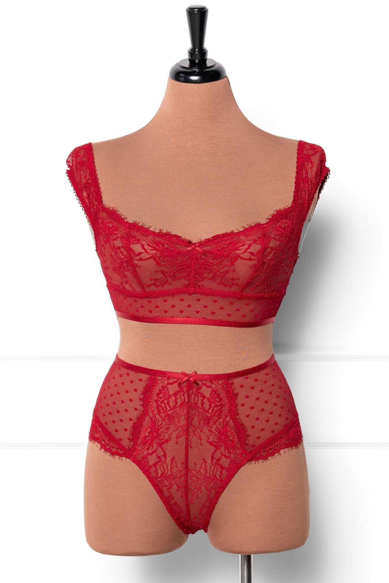 Lacy Off - The - Shoulder Bralette - Red - Mentionables