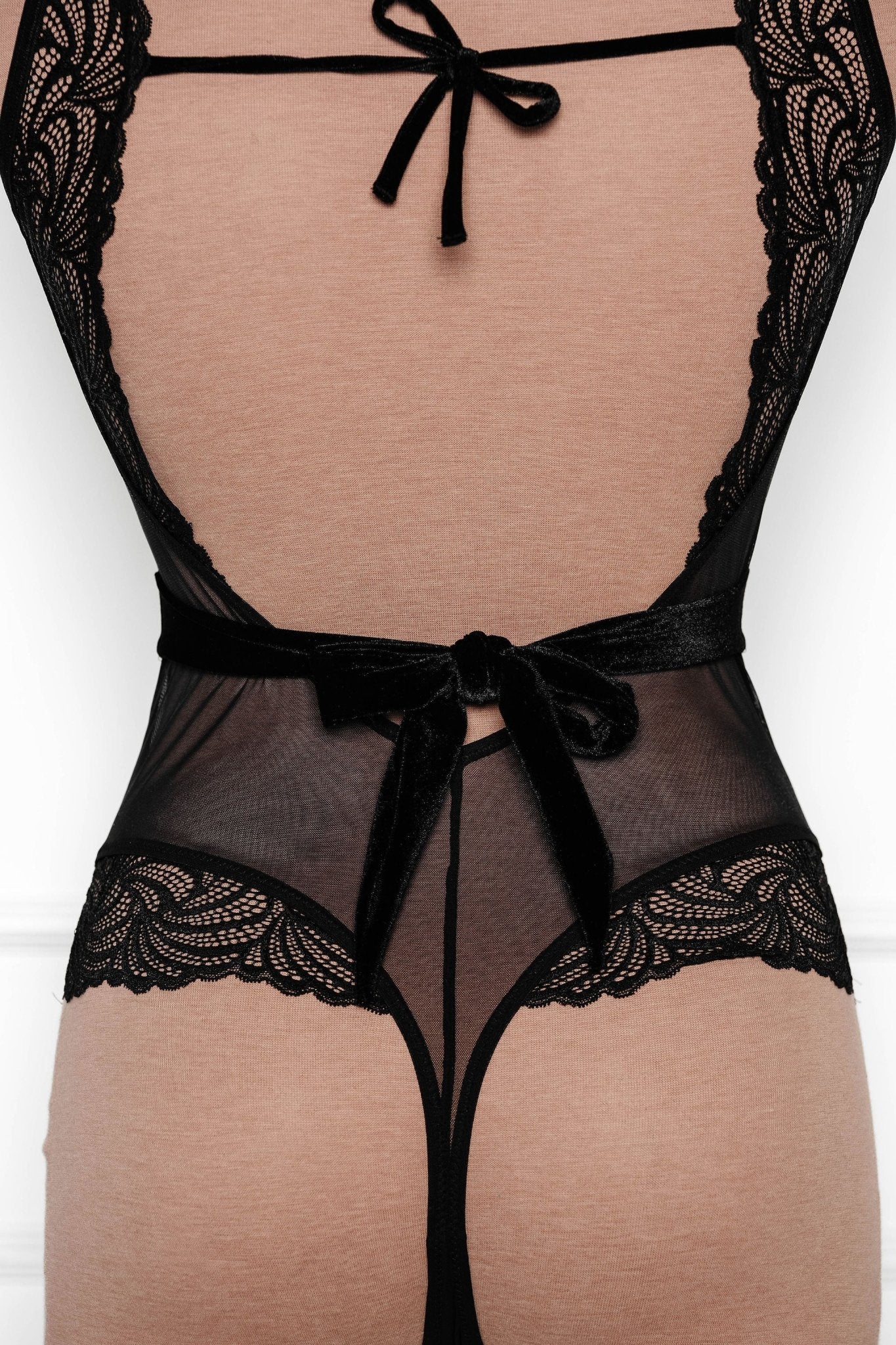 Lacy Plunge Teddy - Black - Mentionables