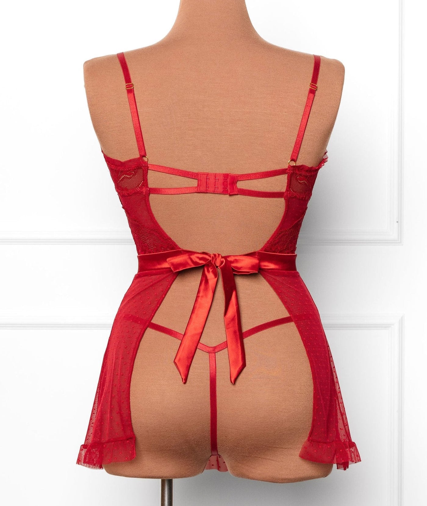 Lacy Ruffle Drop Waist Babydoll - Red - Mentionables