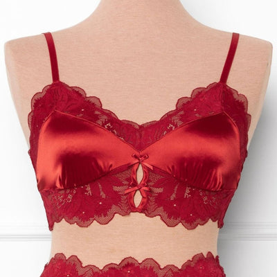 Lacy Satin Bralette - Red - Mentionables