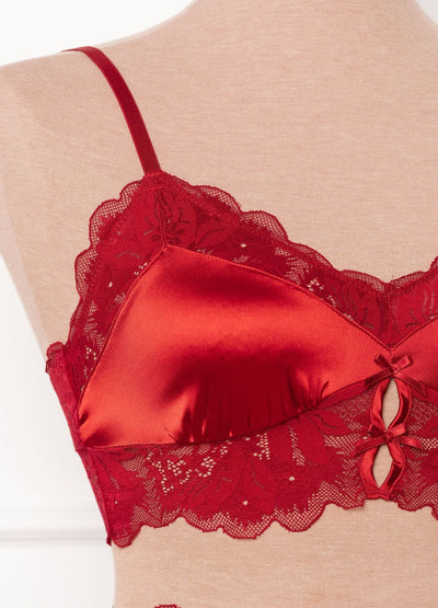 Lacy Satin Bralette - Red - Mentionables