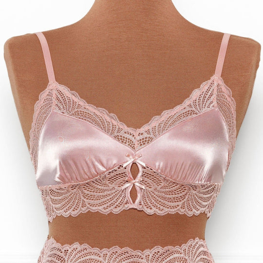 Lacy Satin Keyhole Bralette - Blush - Mentionables