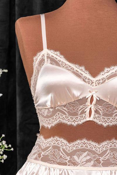 Lacy Satin Keyhole Bralette - Champagne - Mentionables