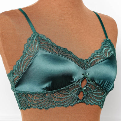 Lacy Satin Keyhole Bralette - Emerald - Mentionables