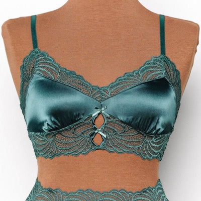 Lacy Satin Keyhole Bralette - Emerald - Mentionables