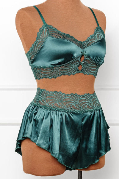 Lacy Satin Keyhole Bralette - Emerald - Mentionables