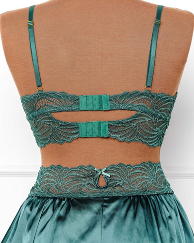 Lacy Satin Keyhole Bralette - Emerald - Mentionables