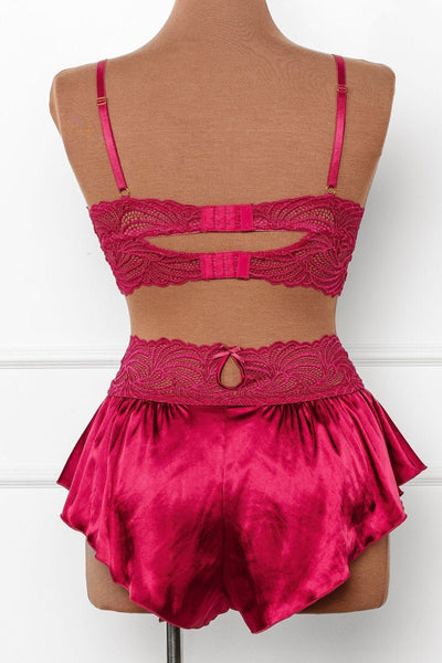 Lacy Satin Keyhole Bralette - Ruby - Mentionables