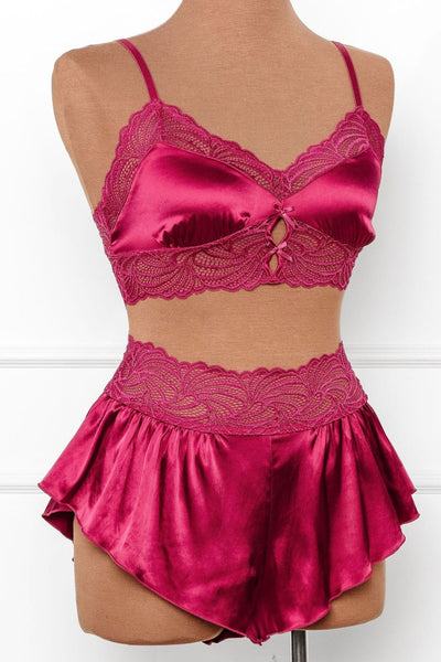 Lacy Satin Keyhole Bralette - Ruby - Mentionables