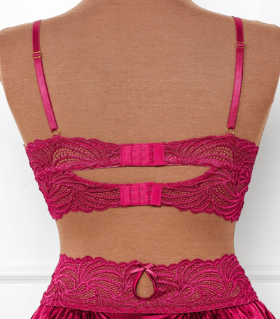 Lacy Satin Keyhole Bralette - Ruby - Mentionables