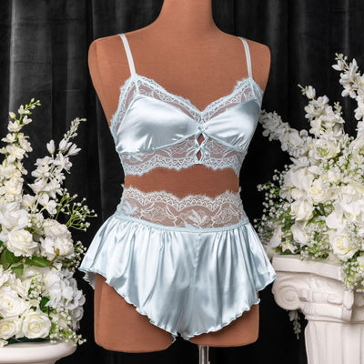 Lacy Satin Keyhole Bralette - Something Blue - Mentionables