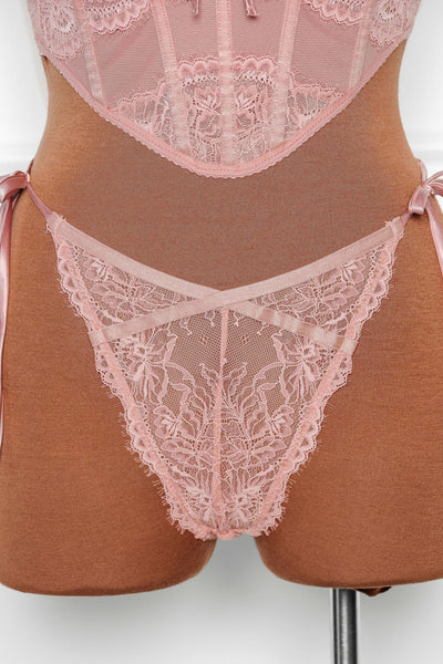 Lacy Side Tie Panty - Blush - Mentionables