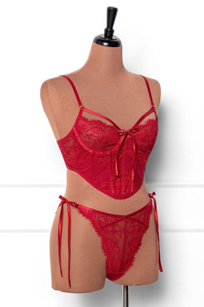 Lacy Side Tie Panty - Red - Mentionables