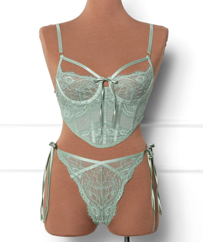 Lacy Underwire Corset - Misty Jade - Mentionables