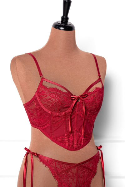 Lacy Underwire Corset - Red - Mentionables