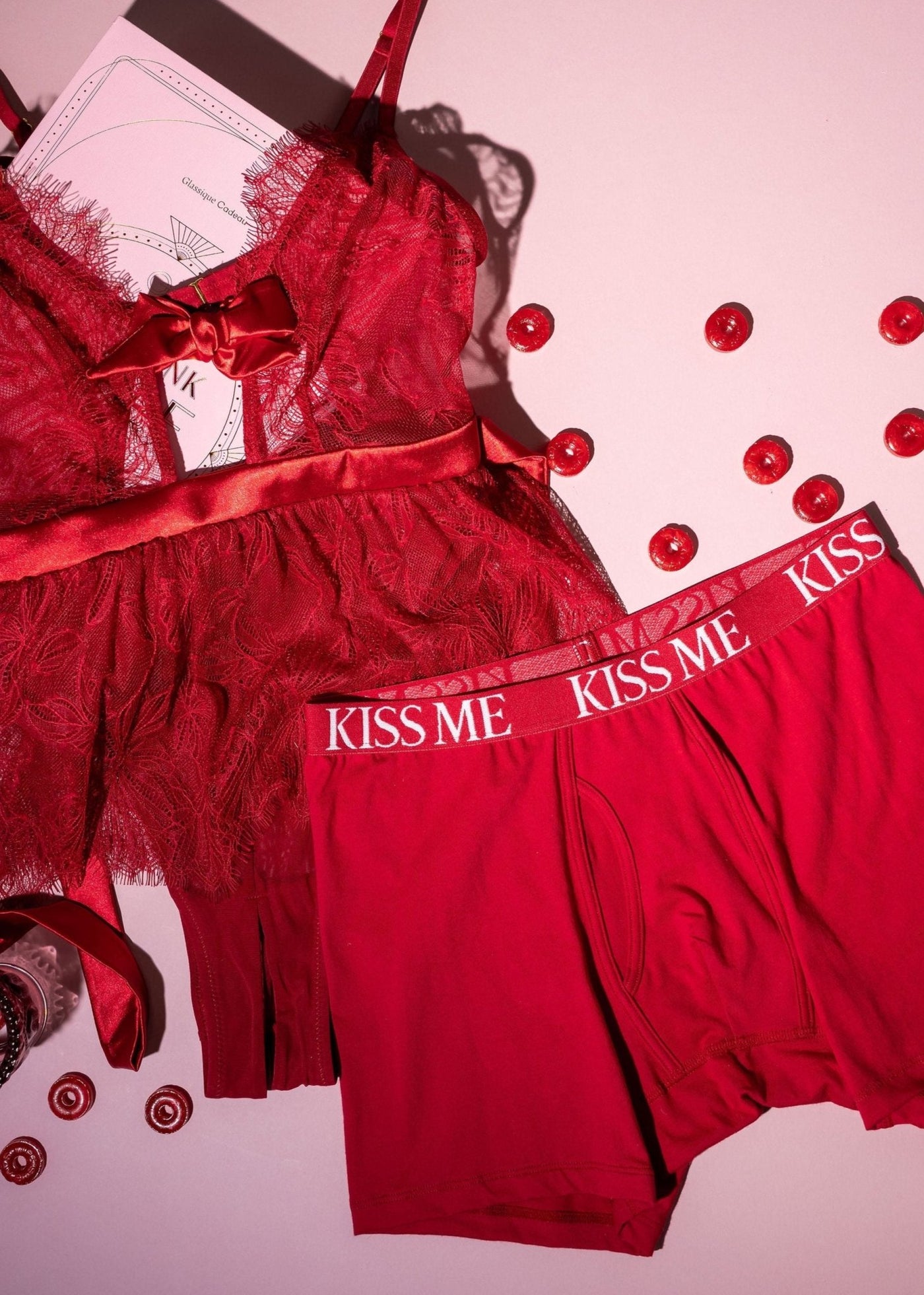 Men's Kiss Me Boxer Briefs - Red - Mentionables