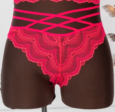 Strappy Crotchless Panty - Coral Glow