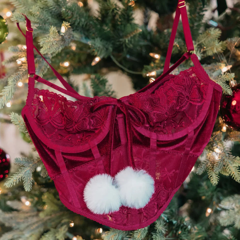 Women's Velvet Corset - Cranberry | Mentionables Holiday Lingerie