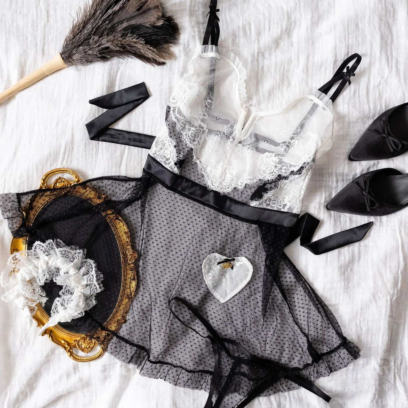 French Maid Roleplay Babydoll - Black