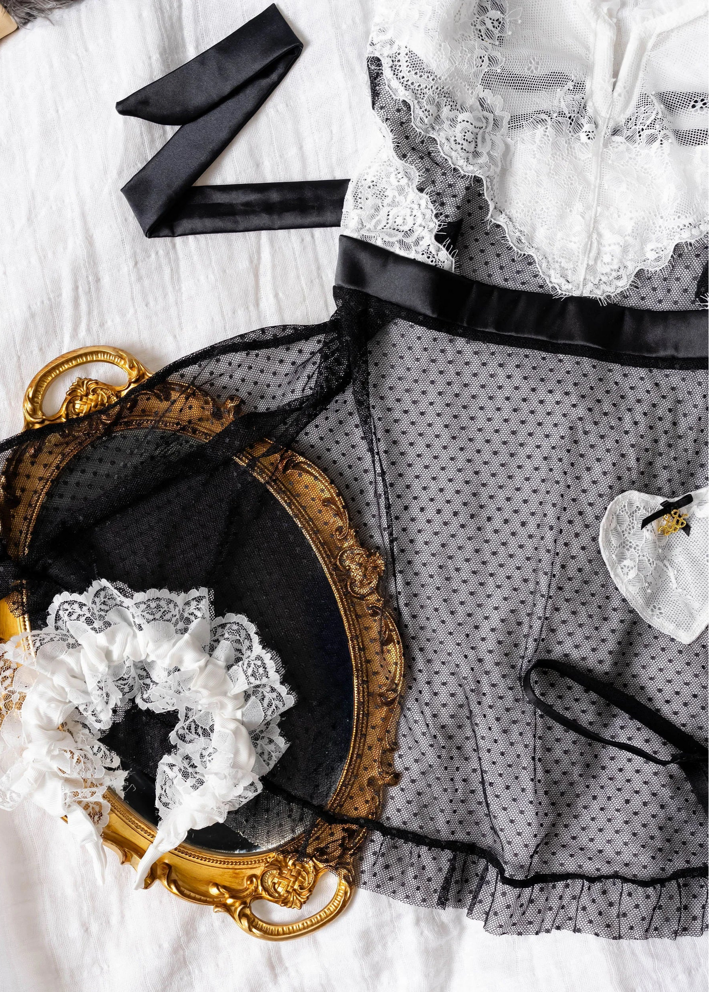 French Maid Roleplay Babydoll - Black