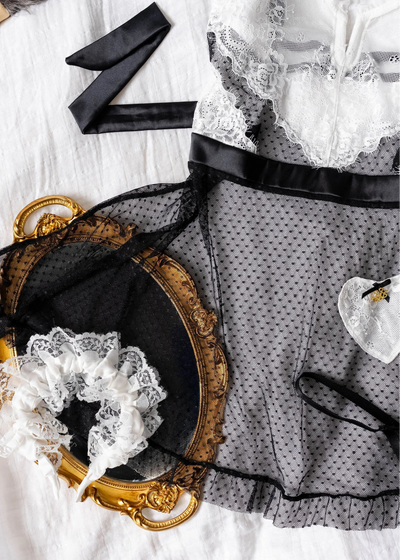 French Maid Roleplay Babydoll - Black